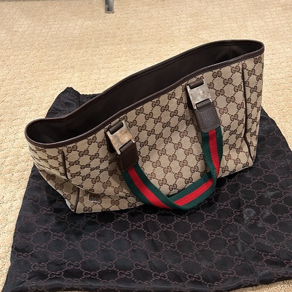 Authentic monogram Gucci tote with dust bag, Euc - Picture 10 of 12